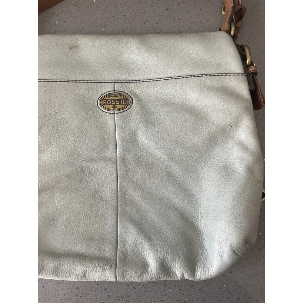 FOSSIL Explorer Flap Foldover Hobo Light blue Leather Slouch Shoulder Bag